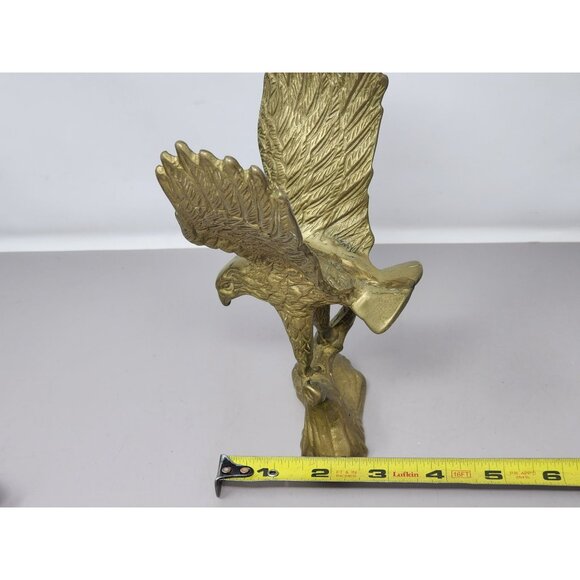 Brass‎ Eagle Figurine With Wings Spread On Branch Perch Decorative Statue - Picture 9 of 10